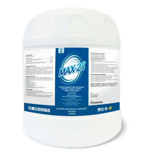 Max-25 (Uso industrial y doméstico) venta Programa de Bioseguridad Desinfectantes